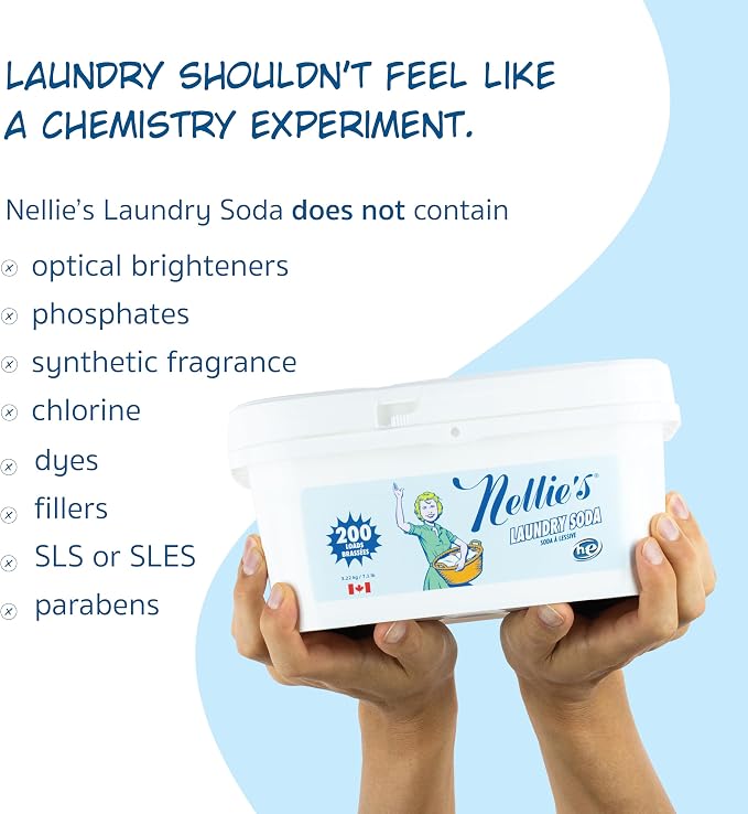 Nellie's Laundry Soda | Fragrance-Free Powder Laundry Detergent | 200 Loads | Septic-Safe, HE Compatible & Fragrance-Free - Concentrated Formula, Made in Canada