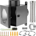 Metal Indoor Dryer Vent Lint Trap Box, 4" Secondary Dryer Lint Catcher Kit with 5FT Hose & Stainless Steel Clamps, Easy to Install for Electric Clothes Dryer, 90-degree Dryer Vent Filter (Black)