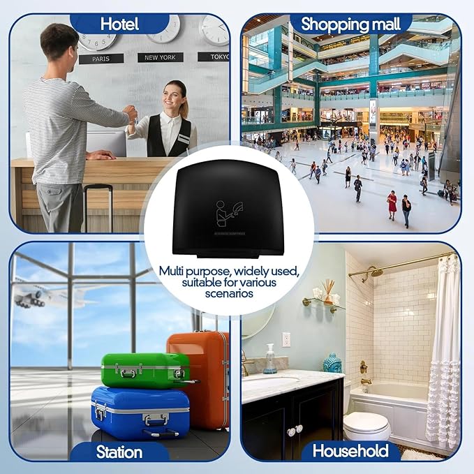 Rossesay 2 Pcs Electric Hand Dryer Commercial Compact Air Wiper Automatic Hand Air Dryer for Dry Machine Wall Business Home Household Restroom Office Mall, 110v,1200W (Black)
