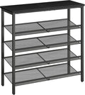 HOOBRO Shoe Rack for Entryway, 5-Tier Shoe Organizer with Adjustable Mesh Shelves, 12-16 Pairs of Shoes, Spacious Floor Mount, Metal, Industrial, Shoe Shelf for Closet, Black BB12XJ01