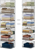 Yociyoga 7-Tier Stackable Closet Organizers and Storage Shelves, Foldable Closet Shelf Organizer System, Stackable Storage Bins Drawers for Closet Organizer System, Black（Patent No. 30022416）