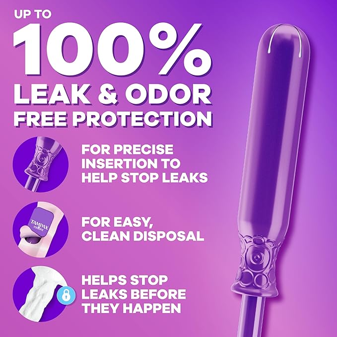 Tampax Radiant Tampons for Women Multipack, with LeakGuard Braid, Regular/Super/Super Plus Absorbency, Unscented, 112 Count (4 Packs of 28), Packaging May Vary