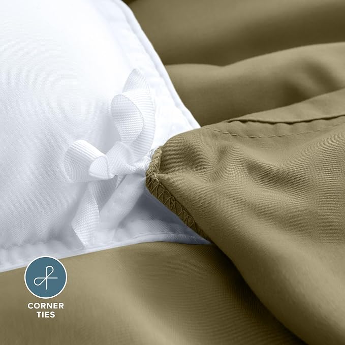 Bare Home Bedding Duvet Cover Extra Long Size - Premium 1800 Super Soft Collection - Lightweight, Cooling - Soft Breathable Bedding Duvet Cover (Twin/Twin XL, Olive)