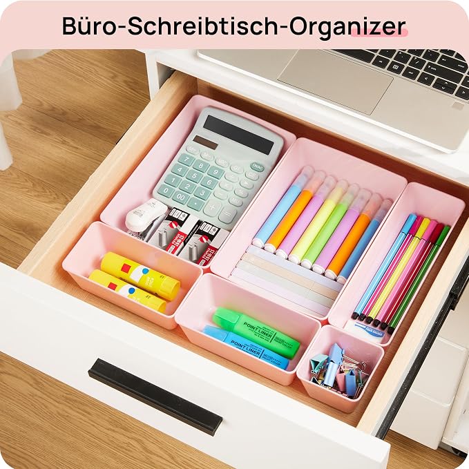 Vtopmart 25 PCS Plastic Drawer Organizers Set, 4-Size Versatile Bathroom and Vanity Drawer Organizer Trays, Storage Bins for Makeup, Bedroom, Kitchen Gadgets Utensils and Office | Plastic storage bins for organizing bathroom, bedroom, kitchen and offic...