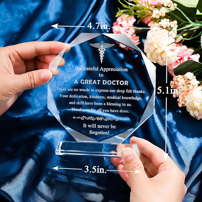 Movdyka Doctor Gifts for Men Women Glass Keepsakes, Laser Engraved Doctor Appreciate Gifts, Best Doctor Gifts for Him Her on Retirement, Christmas, Doctors Day, Thanksgiving- 4.7in.