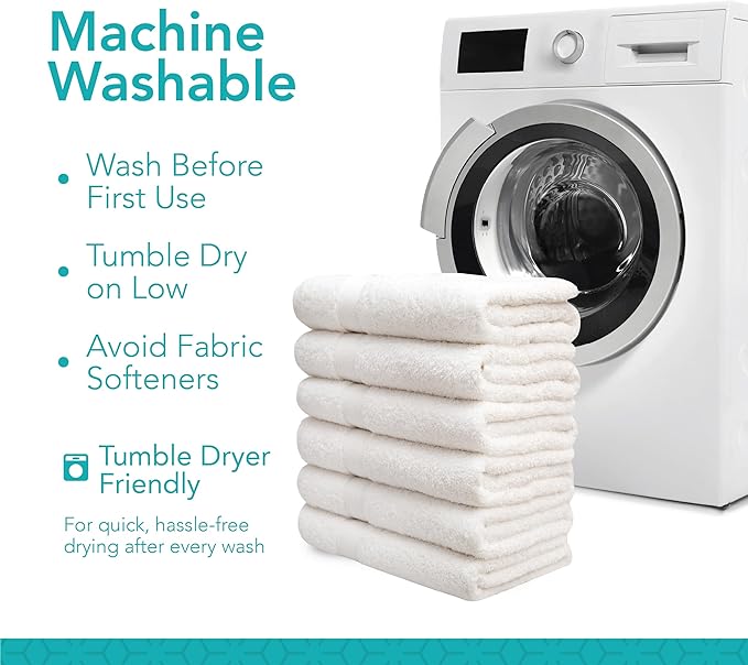 Pleasant Home Bath Towels Set of 6 (24” x 50”) 100% Cotton, 515 GSM | Lightweight, Soft & Highly Absorbent Luxury Towels for Bathroom | for Gym, Pool & Spa | 6 Pack, White