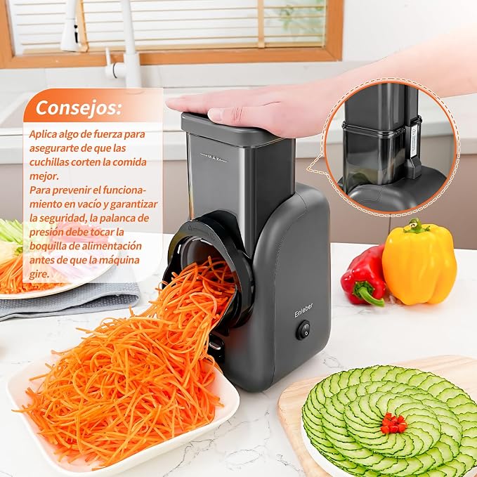 Electric Cheese Grater Rotary Slicer-One-Touch Control Vegetable Slicer, Nuts Grinder Cheese Shredder for Home Kitchen Use, 6 Replaceable Stainless Steel Blades(Black)