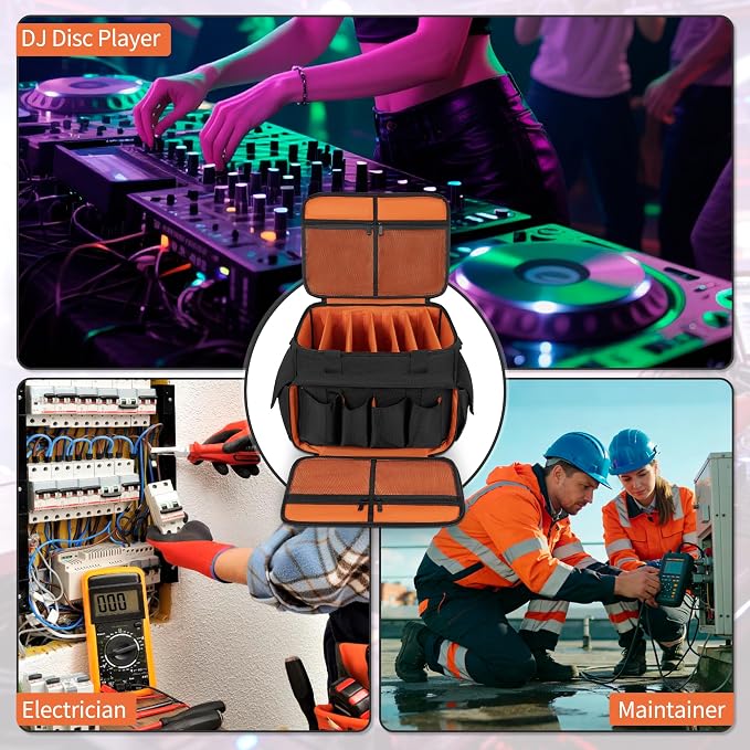 IBVIVIC DJ Cable File Bag with 6 Detachable Dividers High Capacity Gig Cable Bag for Cords,DJ Gear,Sound Instrument and Accessories