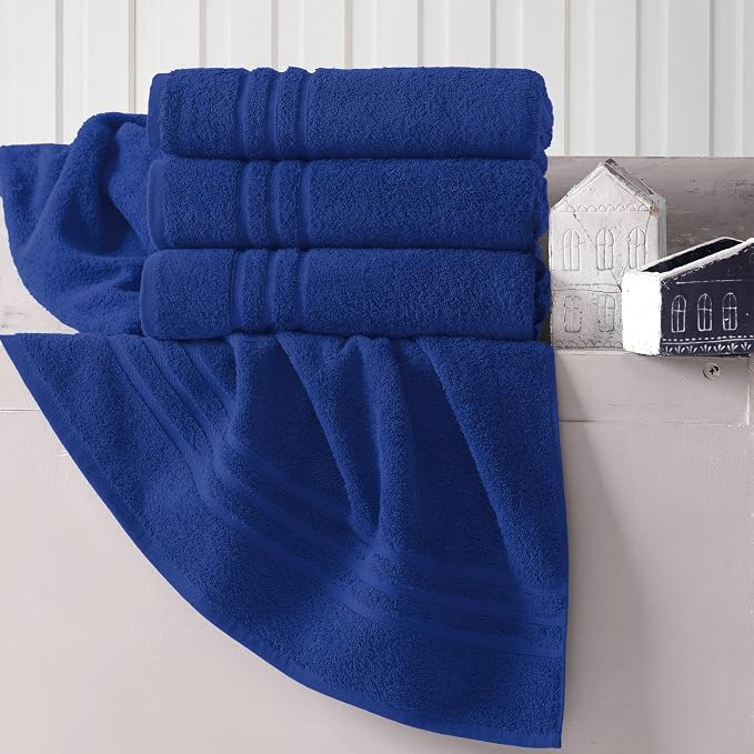 Hawmam Linen Royal Blue Bath Towels 4 Pack Soft and Absorbent, Premium Quality Perfect for Daily Use 100% Cotton Towel 600 GSM