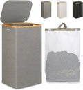 iEGrow Laundry Hamper with Lid, 110L Large Laundry Hamper with Handle and Lid, Collapsible Clothes Basket Organizer with Removable Inner Bag for Clothes Toys Towels - Grey