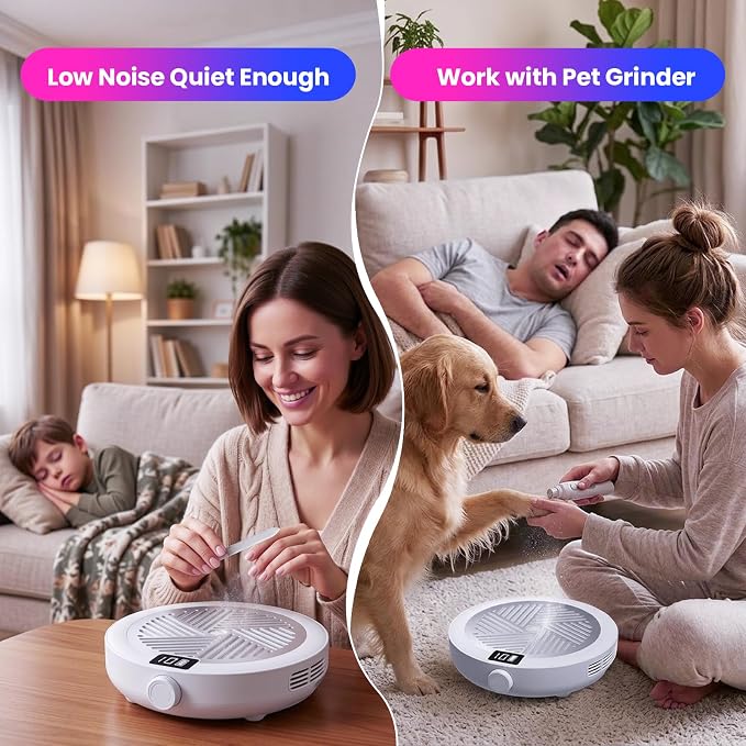 Nail Dust Collector for Home & Professional Tech, Cordless Rechargeable Vacuum Fan with 10 Speeds, Low Noise Strong Suction, Portable Dust Cleaner with 2 Filters & Brush Gift For Mother's Day