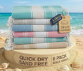 LANE LINEN Turkish Beach Towels for Women, 6 Pcs, Sand Free - Vintage Beach | Large 39"x71", Pre-Washed - No-Shrink, Sand-Free - Quick Dry, Lightweight - Soft Beach Bath Towels, Vacation Essential