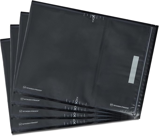 Resealable Vacuum Seal Zipper Bags 15" x 20" (50 Count) 5.5 Mil (Black & Clear) BPA Free Heavy-Duty Commercial Grade Reclosable Storage Bag, Sous Vide, Meal Prep, Freezer Storage & Food Preservation