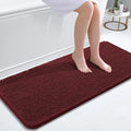 OLANLY Bathroom Runner Rugs 47x20, Soft Absorbent Chenille Bath Rugs, Rubber Backing Quick Dry, Machine Washable Long Bath Mats for Bathroom, Tub and Shower, Home Decor Accessories, Andorra Red-Brown