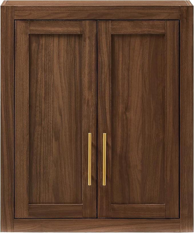 Crosley Furniture Savannah Wall Mounted Bathroom Storage Medicine Cabinet with Shelves, Walnut