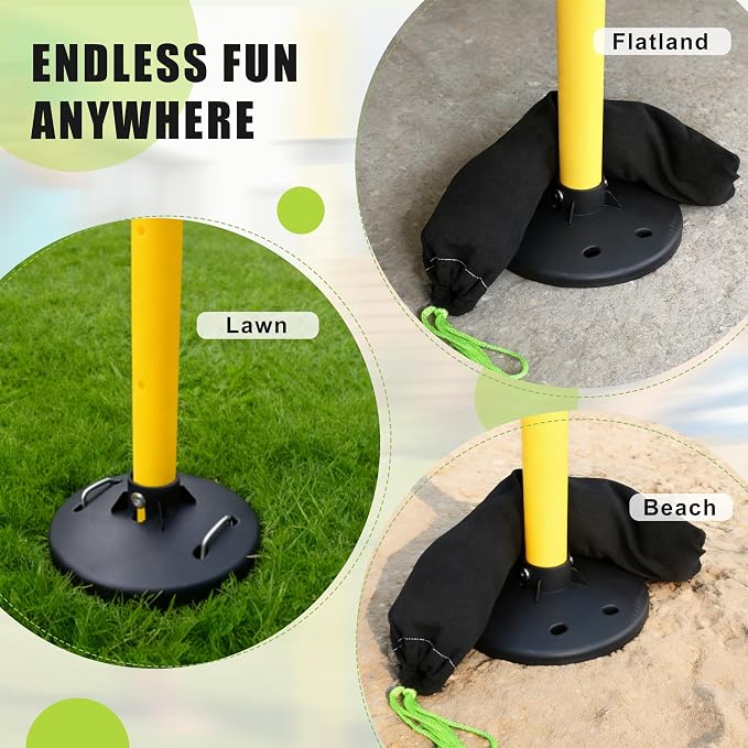 Flying Disc Game Set with Height-Adjustable Poles & Score Tracker | Outdoor Bottle Toss Game for Beach, Lawn, Camping, Polish Horseshoes Set for Family & Friends Party Games
