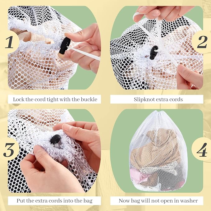 20 Pcs Mesh Laundry Bags Bulk with Drawstring 20 x 24'' White Heavy Duty Mesh Bag Machine Washable Sturdy Large Net Laundry Wash Bag for Dormitory College Apartment Travelling Camping