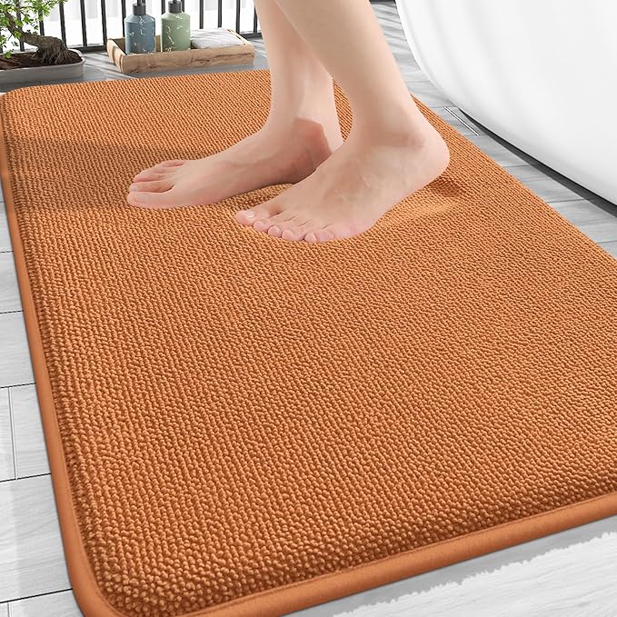 OLANLY Thick Memory Foam Bathroom Rugs 30x20, Soft Absorbent Bath Mat, Clay | Quick Dry Bath Mat Rugs, Non-Slip Mats, Machine Washable Carpet for Bathroom Floor, Tub and Shower, Home Decor Accessories
