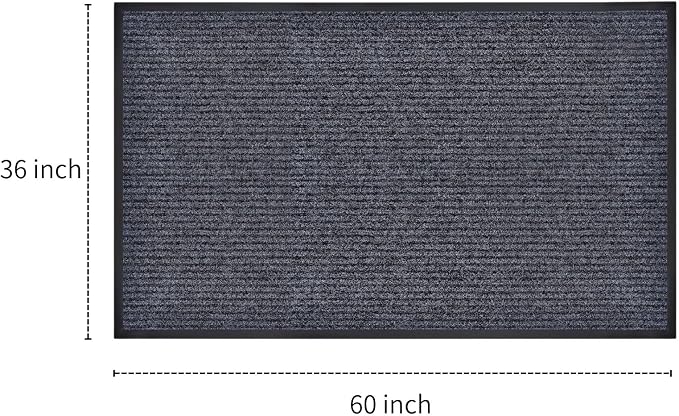 2 Pack 60"x36" Brush Step Entrance Mat - Indoor Outdoor Carpet Doormat with Deep Scraper & Rubber Border, for Dry Indoor/Outdoor Use at Door, Patio, Garage, Kitchen, Laundry Room