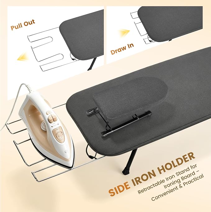 Tabletop Ironing Board Set with Mini Sleeve Boards, Foldable Ironing Board with Iron Rest, Portable Small Iron Boards with Heat Resistant Cover, Compact for Dorm, Travel, Home, 95x31x16 cm
