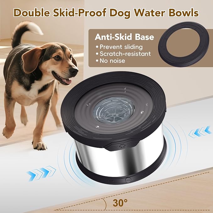 UPSKY 10L Dog Water Bowl No Spill Stainless Steel for Slow Drinking Black | Large Capacity, Spill-proof, Non-slip Design, Durable, For Large Dogs, Messy Drinkers & Multi-pet Homes, Outdoor / Indoor