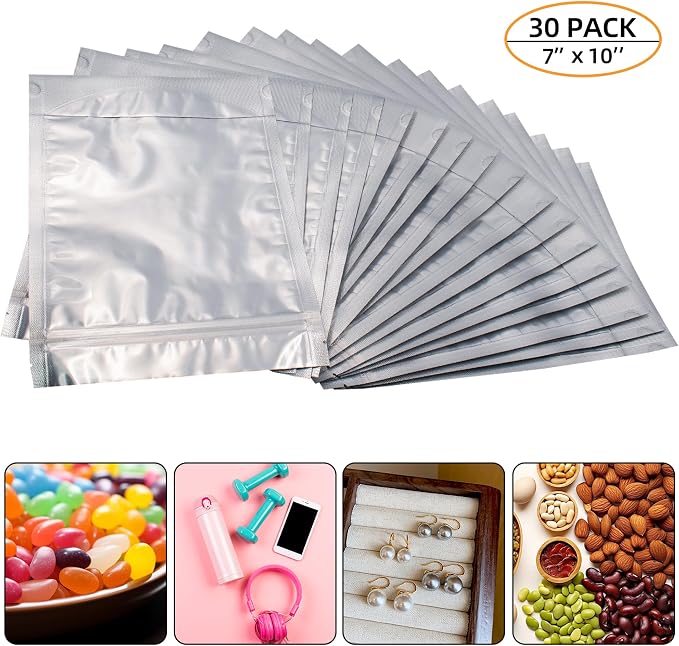 Wisesorb 1 Quart 240 Packs Mylar Bags For Food Storage, 7"x 10" Mylar Bags With Window, Freeze Dried Candy Bags, Reusable Storage Bags For Food, Mylar Food Storage Bags for Long Term Food Storage
