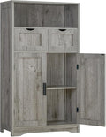 Iwell Storage Cabinet with 2 Drawers & 2 Adjustable Shelves | Kitchen Cabinet, Cupboard, for Living Room, Kitchen, Entryway, Home Office, Grey