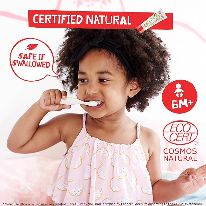 Jack N' Jill Natural Toothpaste, Flavor Free, 1.76 oz (Pack of 2) | Fluoride Free Kids & Toddlers Toothpaste, Gently Cleans Teeth, 40% Xylitol, No Artificial Dyes