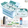TrekTote Bulk 10 Piece Hygiene Kit Travel Size Toiletries Kit, Care Package, Mini Deodorant Shampoo Toothbrush Toothpaste, Clear Bag 5 Pack