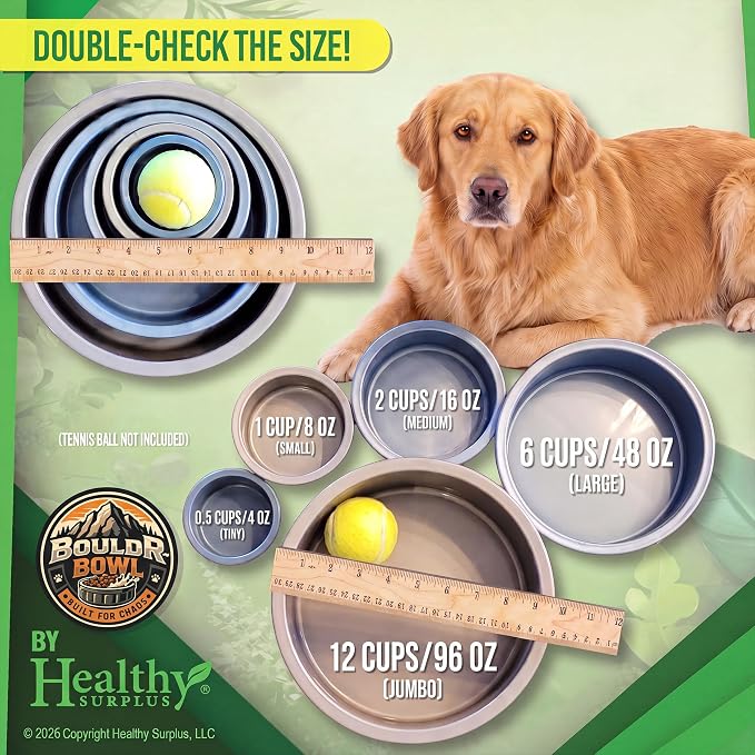 Pet Crock Bowl - 2 Pack – Thick Durable Plastic Non-Tip Food & Water Dish for Dogs, Cats - Indoor/Outdoor - Chew Resistant, Easy Clean BouldrBowl from Healthy Surplus® (Pink, 48oz Large)