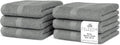 Villa Celestia Cotton Washcloths Set of 6, 12x12 Inch, 100% Ring-Spun Combed Cotton, Soft Absorbent Quick-Dry Wash Cloths for Face and Body, Oeko-TEX Certified, Hotel & Spa Quality, Grey