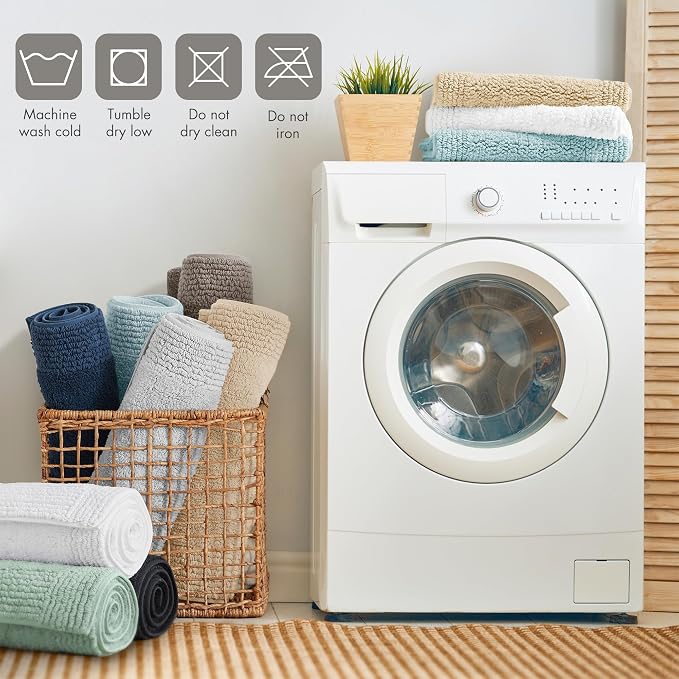 Madison Park Splendor Reversible 100% Cotton Bath Rug, 17 x 24, Charcoal | Tufted Bathroom Mat, 3000 GSM, Hotel Quality, Luxurious Plush, Medium Pile, Absorbent, Quick Dry, OEKO-TEX, Shower Room Décor