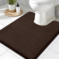 Smiry Memory Foam Toilet Rugs U-Shaped 24x20, Extra Soft Absorbent Non-Slip Contour Bathroom Rugs, Machine Washable Bath Mats for Toilet, Brown