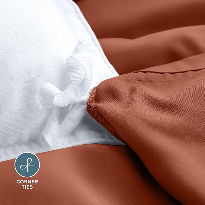 Bare Home Bedding Duvet Cover Queen Size - Premium 1800 Super Soft Collection - Lightweight, Cooling - Soft Breathable Bedding Duvet Cover (Queen, Terracotta)