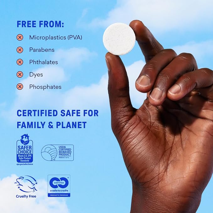 BLUELAND Hand Soap Starter Set, 1 Bottle with 4 Refill Tablets, Variety | 100% Plastic-Free Tablet, Plant & Mineral-Based, Hypoallergenic, EPA Safer Choice, Safe for Sensitive Skin