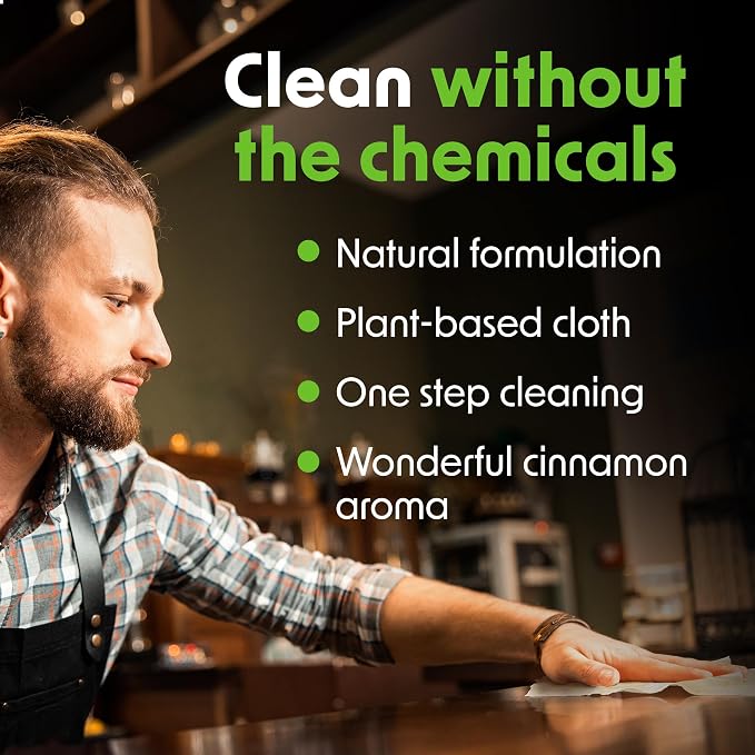 Wipex Table Bussers - Natural Cleaning Wipes | Table Cleaning Quick Cleaner & Counter Wipes | Made with Vinegar, Propolis, Clove and Cinnamon Oil, 400 Natural Surface Wipes