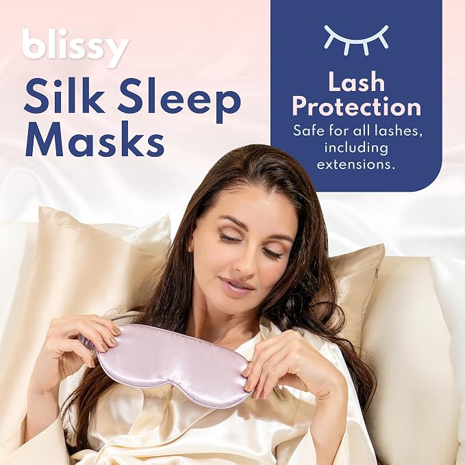 Blissy Silk Sleep Mask Profile - 100% Pure Mulberry Silk 22 Momme 6A Fibers Silk Eye Sleeping Mask for Women & Men for Total Blackout - Blindfold Silk Sleep Mask Side Sleeper Eye Cover (Lavender)