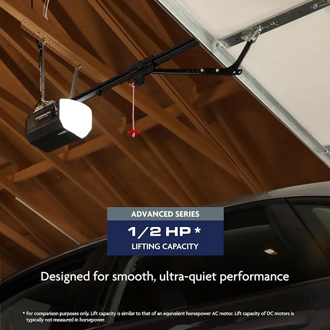 Chamberlain Belt Drive myQ Garage Door Opener, 1/2 HP w/Battery Backup | Ultra quiet, myQ compatible, Includes: 2 remotes, wall control, battery backup & safety sensors, 5-year motor warranty