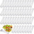 Nuogo 48 Pcs Plastic Buffet Serving Tongs 6.3 Inch One-off Clear Kitchen Tongs Mini Serving Utensils for Food Ice Salad Buffet Barbecue Cookies Tea Coffee Appetizers Party Supplies
