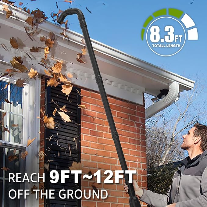 Sealegend Gutter Cleaning Attachment Kit Compatible with EGO Leaf Blower | for Electric Blowers LB5302/LB6504/LB7654/LB8803-2/LB6151..., Swivel Tail-Wand for Easier Control, 360°Nozzle, 8.3FT Reach