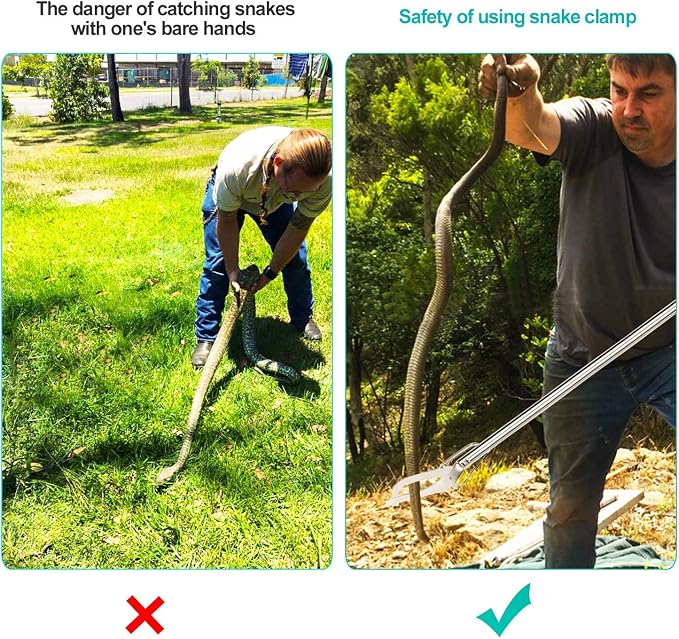 60“ Professional Snake Tongs - Extra Long Snake Catcher Tongs Grabber | Wide Jaw Handling Tool for Outdoor, Garden, and Emergency Use