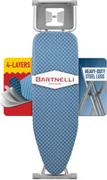 Bartnelli Premium Full-Size Ironing Board 45x15 Inch Large Surface, Integrated Upgraded Iron Rest with Hanger Rack, Height Adjustable, Heavy-Duty Metal Frame, 4 Non-Skid Feet, 4-Layer Cover & Pad