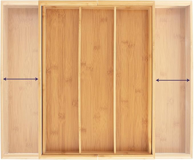 Totally Bamboo Expandable 5-Compartment Drawer Organizer, Expands from 13 to 22" Wide