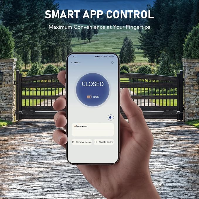 CO-Z Smart Dual Swing Gate Opener for Doors up to 880lb x2, App Compatible | App Control, Dual 40W Motors, 440 lb Double Swing Gate Capacity, Auto Close (15/30/60/90s), IP44, 2 Remotes with 98 ft Range