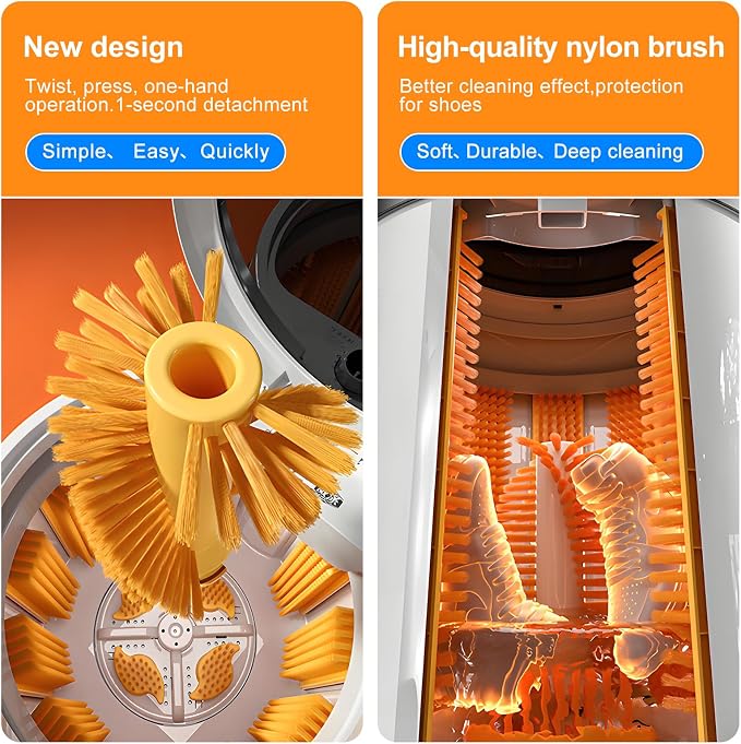 Portable Shoes Washing Machine - Compact 15"×15"×24" Mini Washer with Removable PA Soft Brush for Shoes, 7kg Lightweight with Handle, 3 Functions: Wash Shoes/Clothes and Spin-Dry;Knob Operation