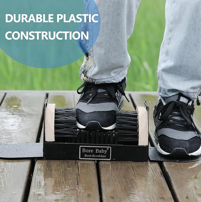 Portable Boot Scrubber with Detachable Fold-Out Footboards, No Mounting Required Mud Scraper, Heavy Duty Shoe Brush with Integrated Steel Plates for Outdoor, Garden & Work Site