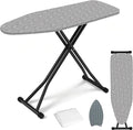 Ironing Board Adjustable Height Folding Ironing Board with Iron Pad, Heat-Resistant Cover, Thick Steel Tube Compact Iron Board (Grey)