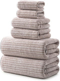 REDKISS 6-Piece Microfiber Bath Towel Set, Ultra Soft, Highly Absorbent & Quick Dry, 35x70 Inch Oversized, Taupe Towels for Bathroom, Spa, Gym, 2 Bath 2 Hand 2 Washcloths