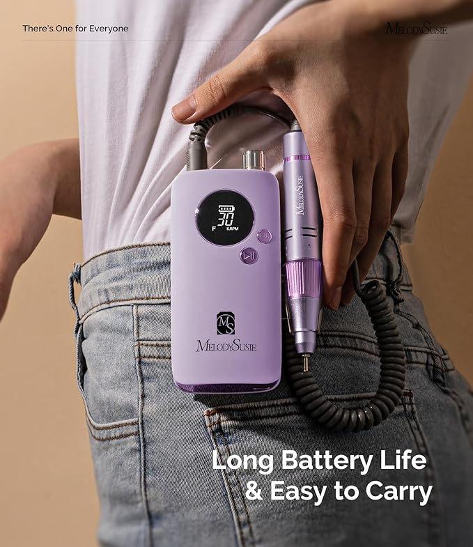 MelodySusie Entry-Level Clip-On Rechargeable Nail Drill, SC320F 30000RPM E-File with Pastel & Colorful Design for Manicure Shaping & Gel Removal, Ideal for Training, Nail Art Practice & Home Use