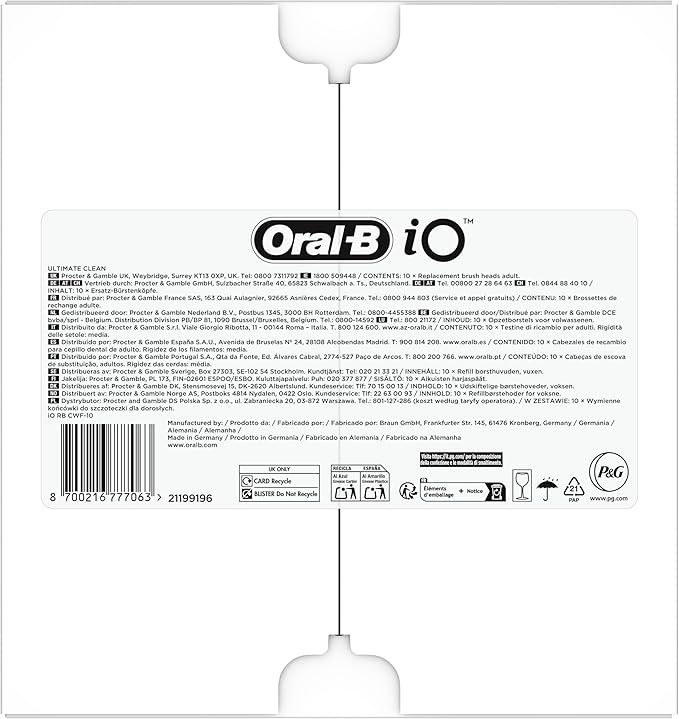 Oral-B iO Series Ultimate Clean, Original Replacement Round Brush Heads, with Crisscross Bristles for Advanced Deep Cleaning and Plaque Removal, Designed for Oral-B iO Electric Toothbrushes, 10